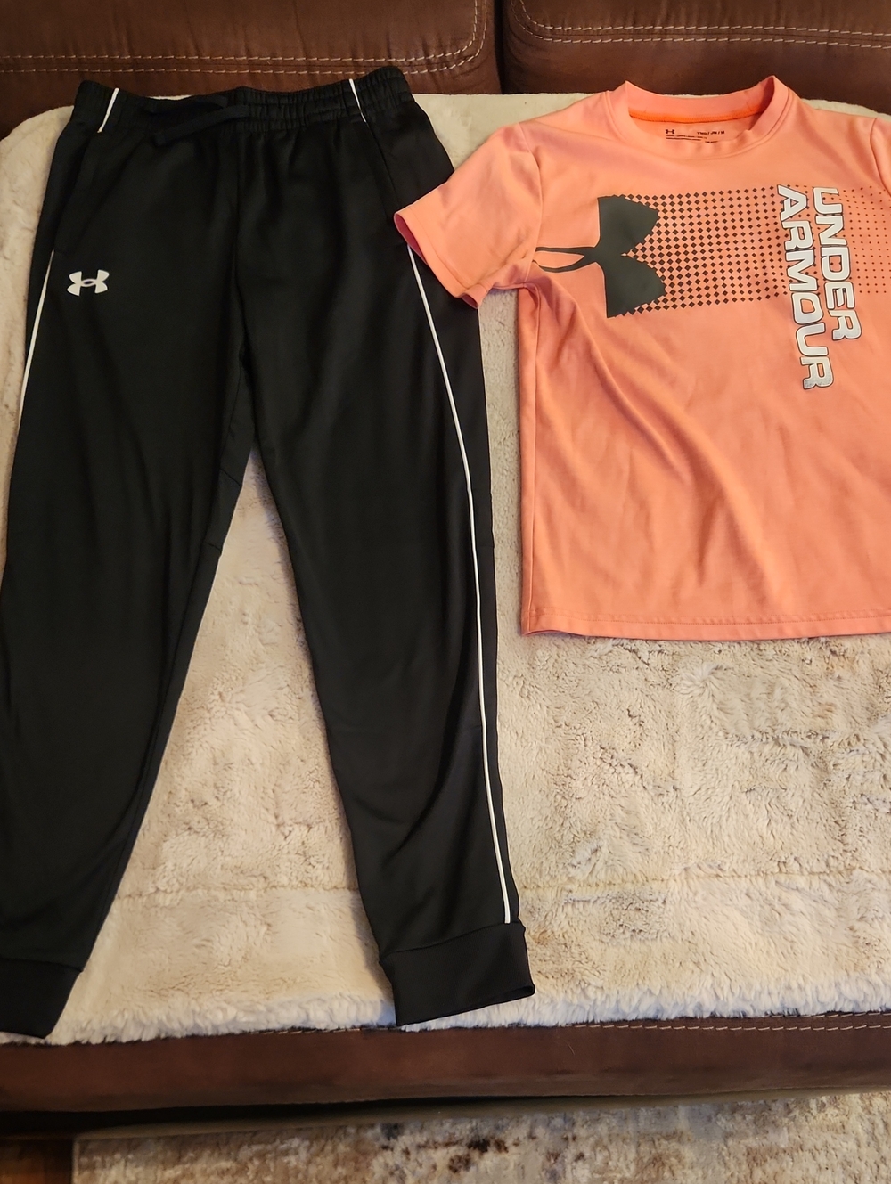 Under Armour Coral Graphic Tee with Black Track Pants